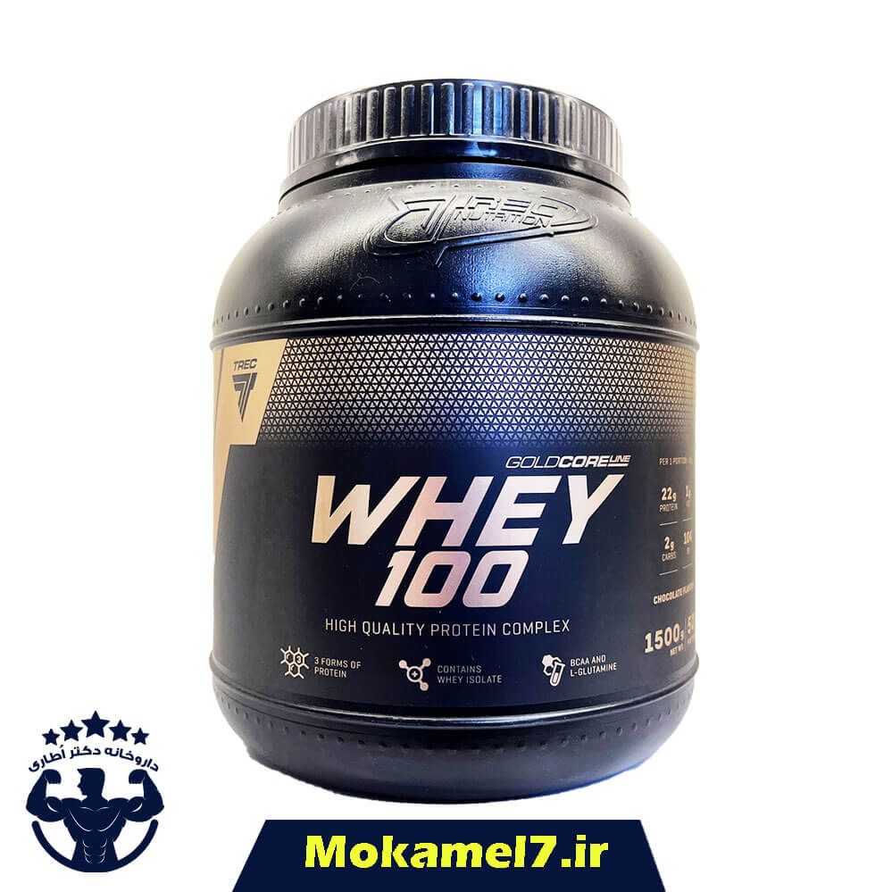 پروتئین وی ۱۰۰ ترک نوتریشن ۱۵۰۰ گرمی گلد کر لاین طعم شکلات | Trec Whey 100% Gold core line Nutrition