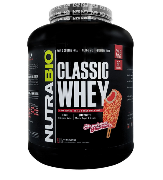 پروتئین وی کلاسیک نوترابایو 2268 گرم طعم توت فرنگی | Nutra Bio Classic Whey Protein