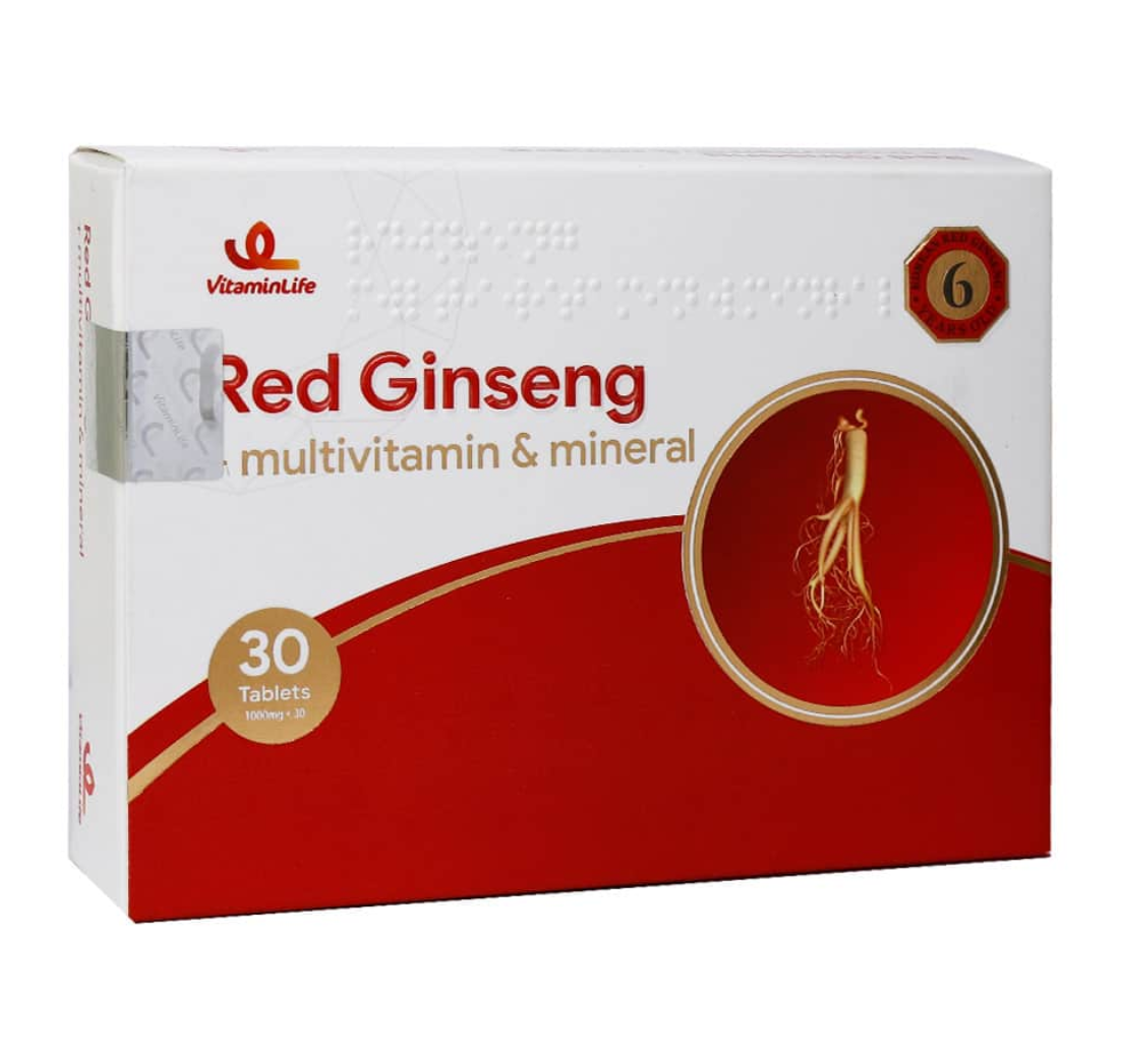 رد جینسینگ پلاس مولتی ویتامین و مینرال ویتامین لایف 30 عدد | Vitamin Life Red Ginseng Plus Multivitamin And Mineral